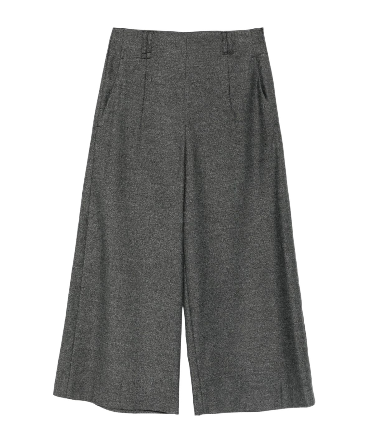 Emporio Armani Wide-leg Trousers With Front Pleats And Pockets In Gray