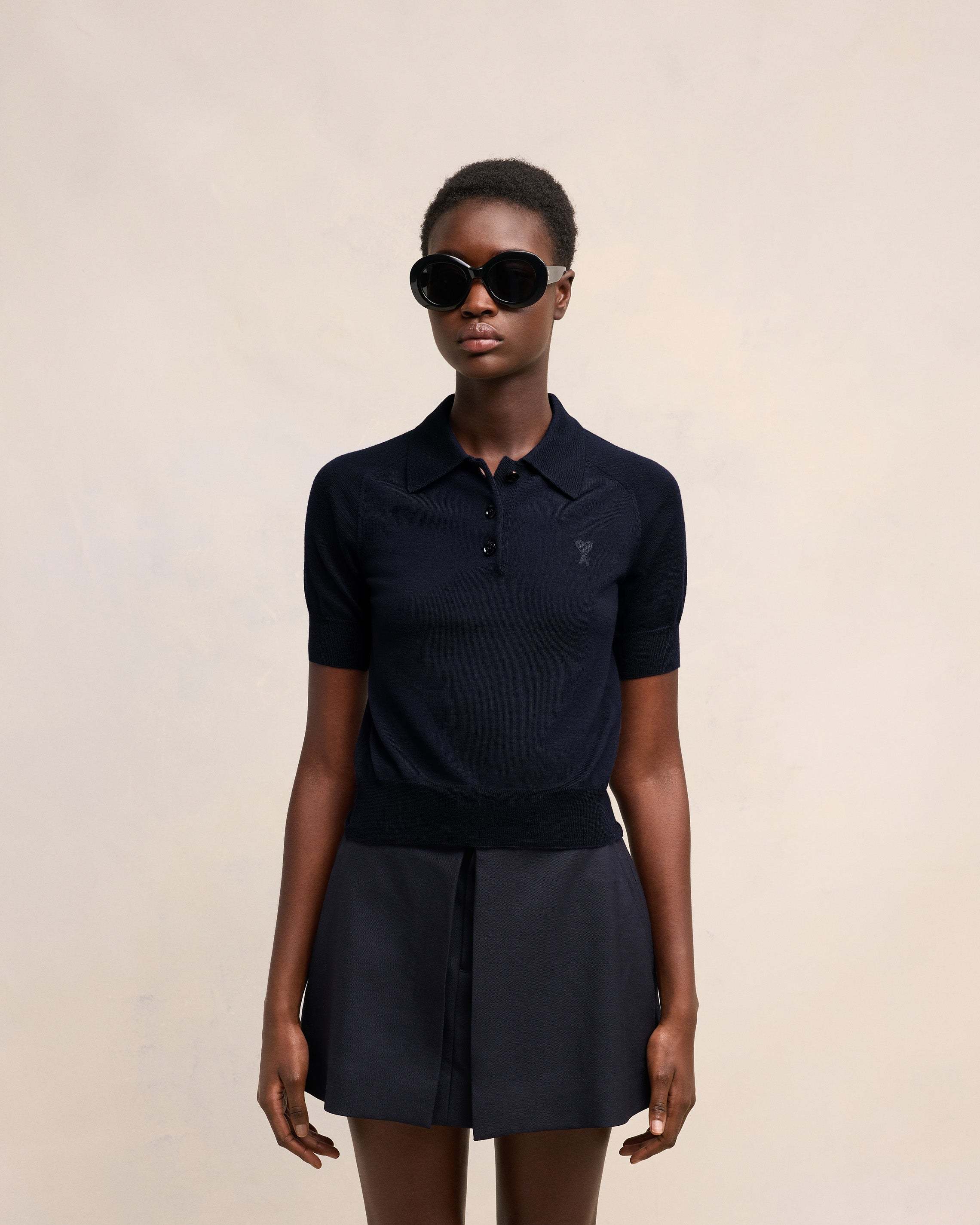 Ami Alexandre Mattiussi Wool Polo Shirt In Black