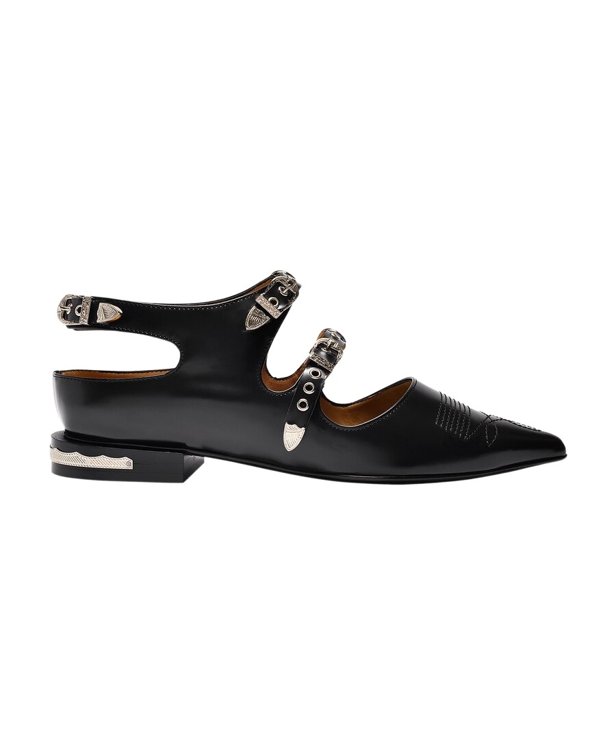 Toga Buckle Flats In Black