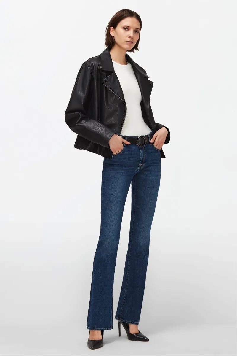 7 For All Mankind High Waisted Slim Kick With Studs Jeans In Juke Box In Blue