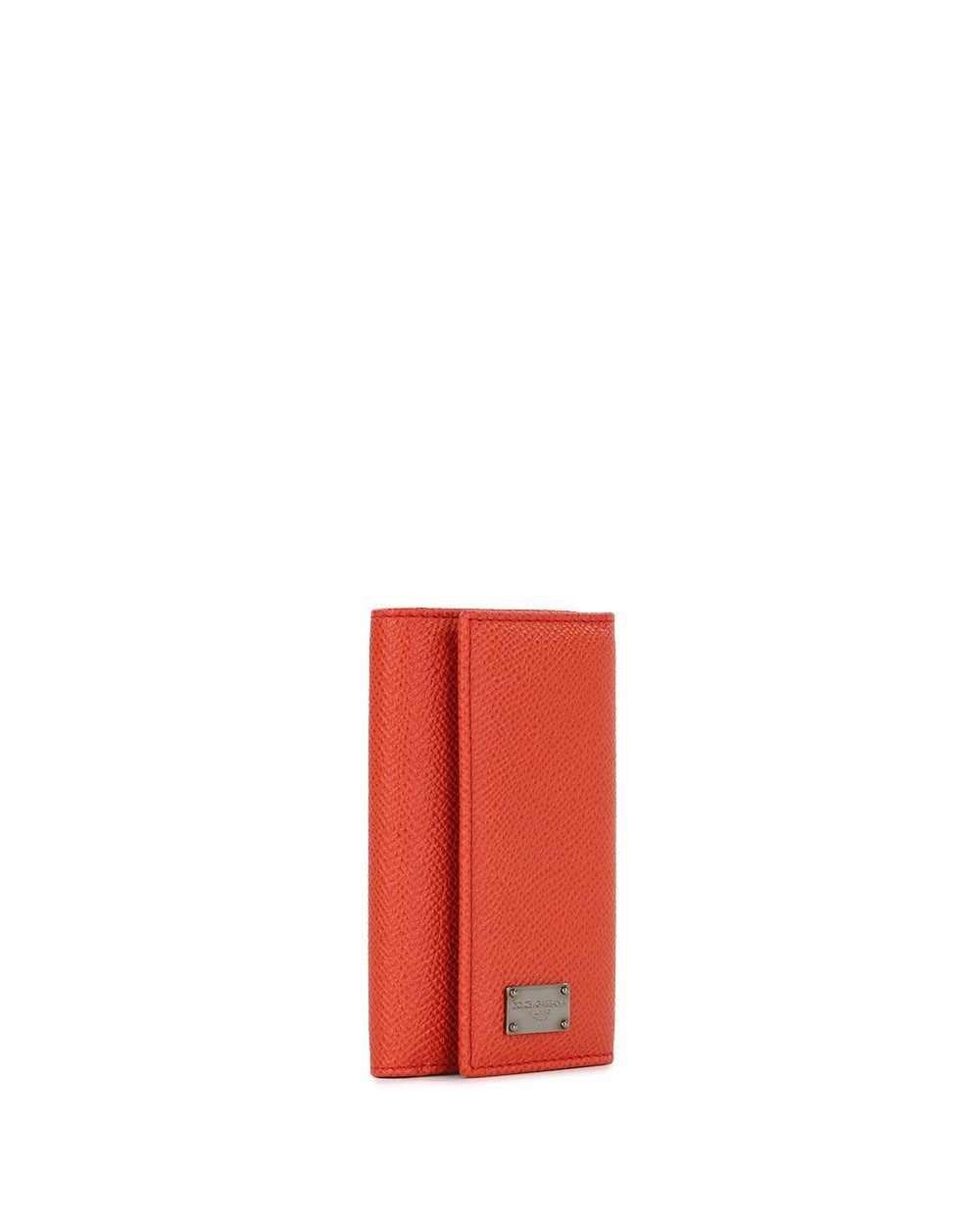 Dolce & Gabbana Tri-fold Logo Plaque Leather Wallet In Red