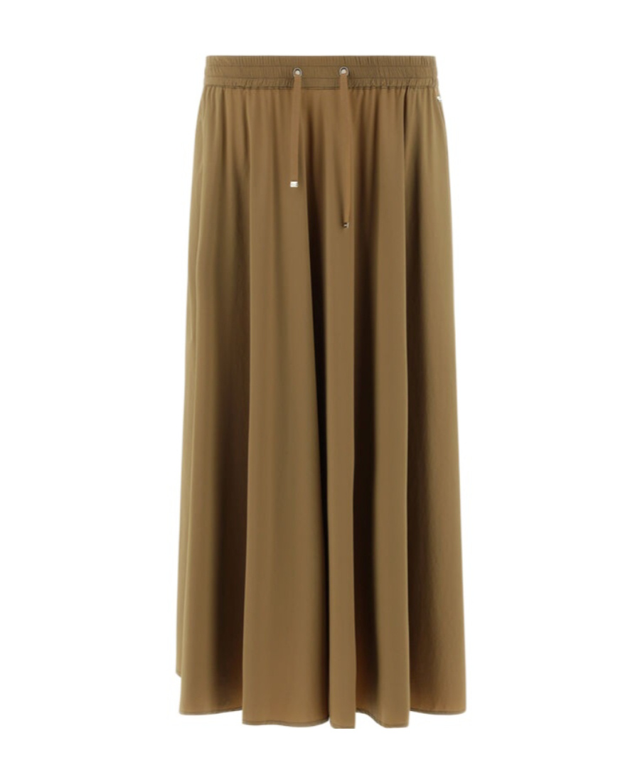 Herno Flared Skirt In Camel Lightweight Nylon Stretch In Brown
