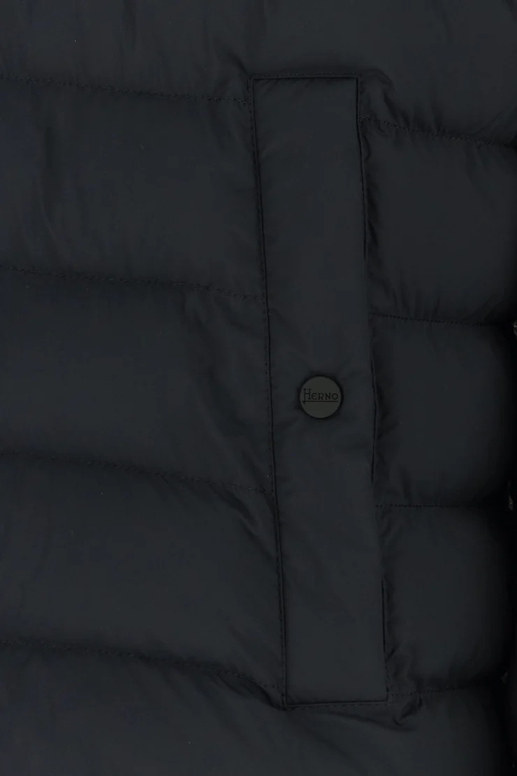 Herno Midnight Blue Stretch Nylon Jacket In Black