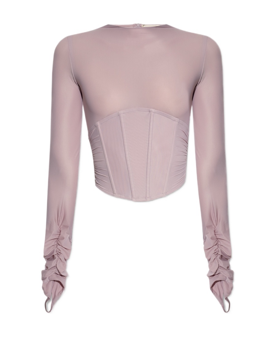Misbhv Round-neck Long-sleeved Blouse In Nude