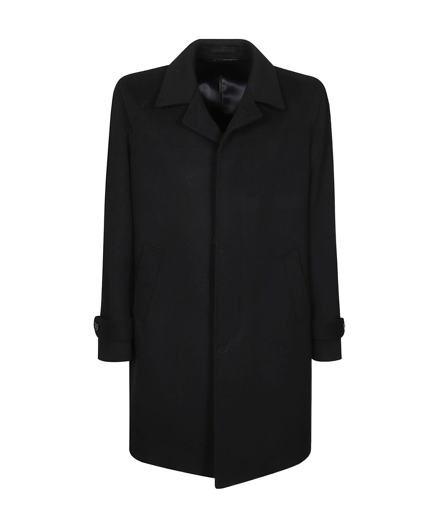 Lardini 5-button Trench Coat In Black Wool In Black