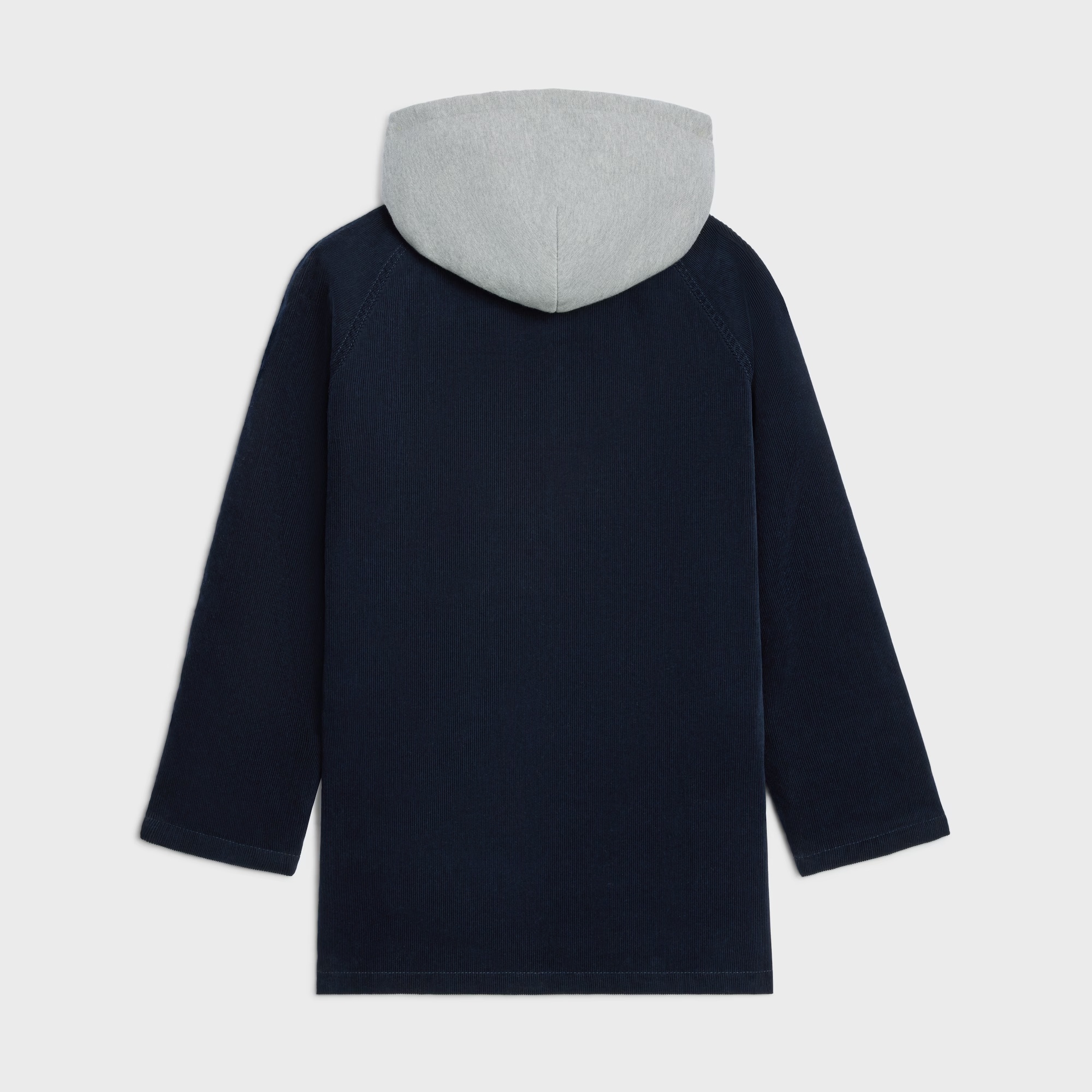 Celine Triomphe Car Coat Jacket In Corduroy In Blue