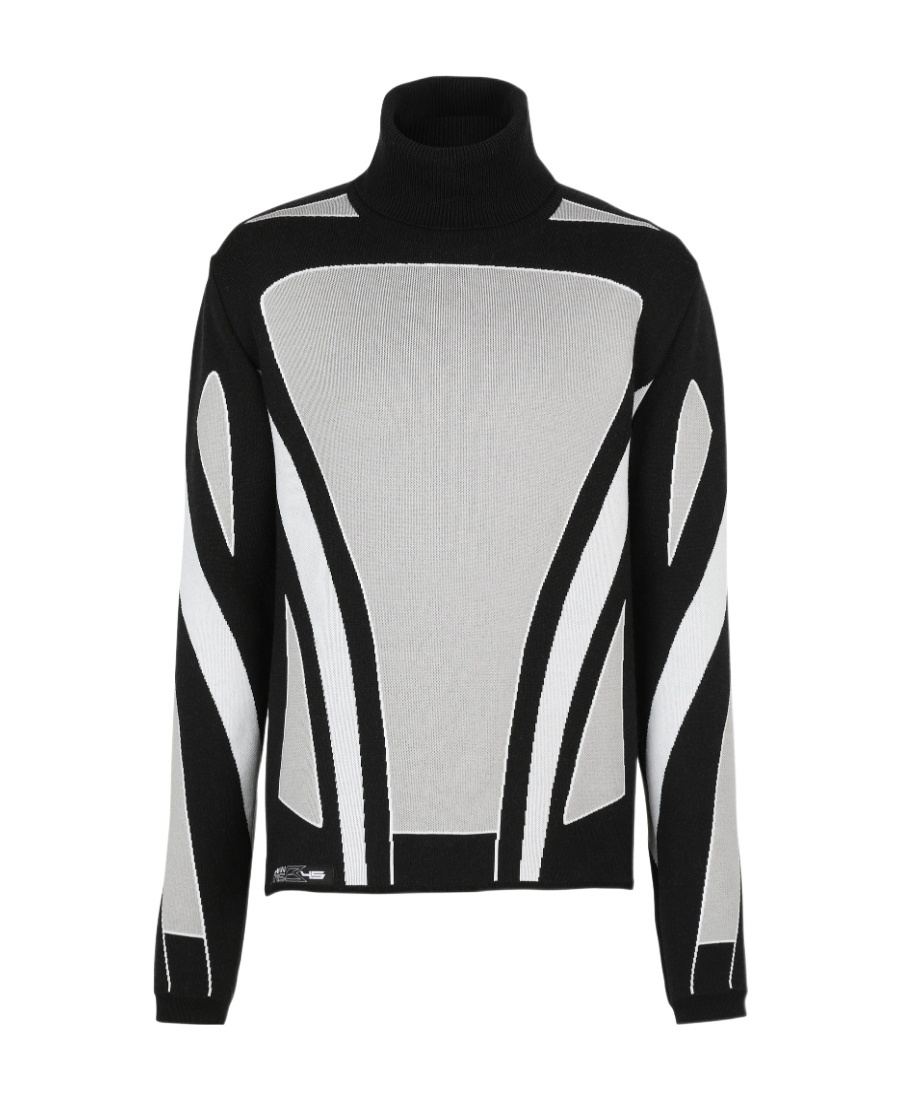 Balmain Colour-block Roll Neck Jumper In Black