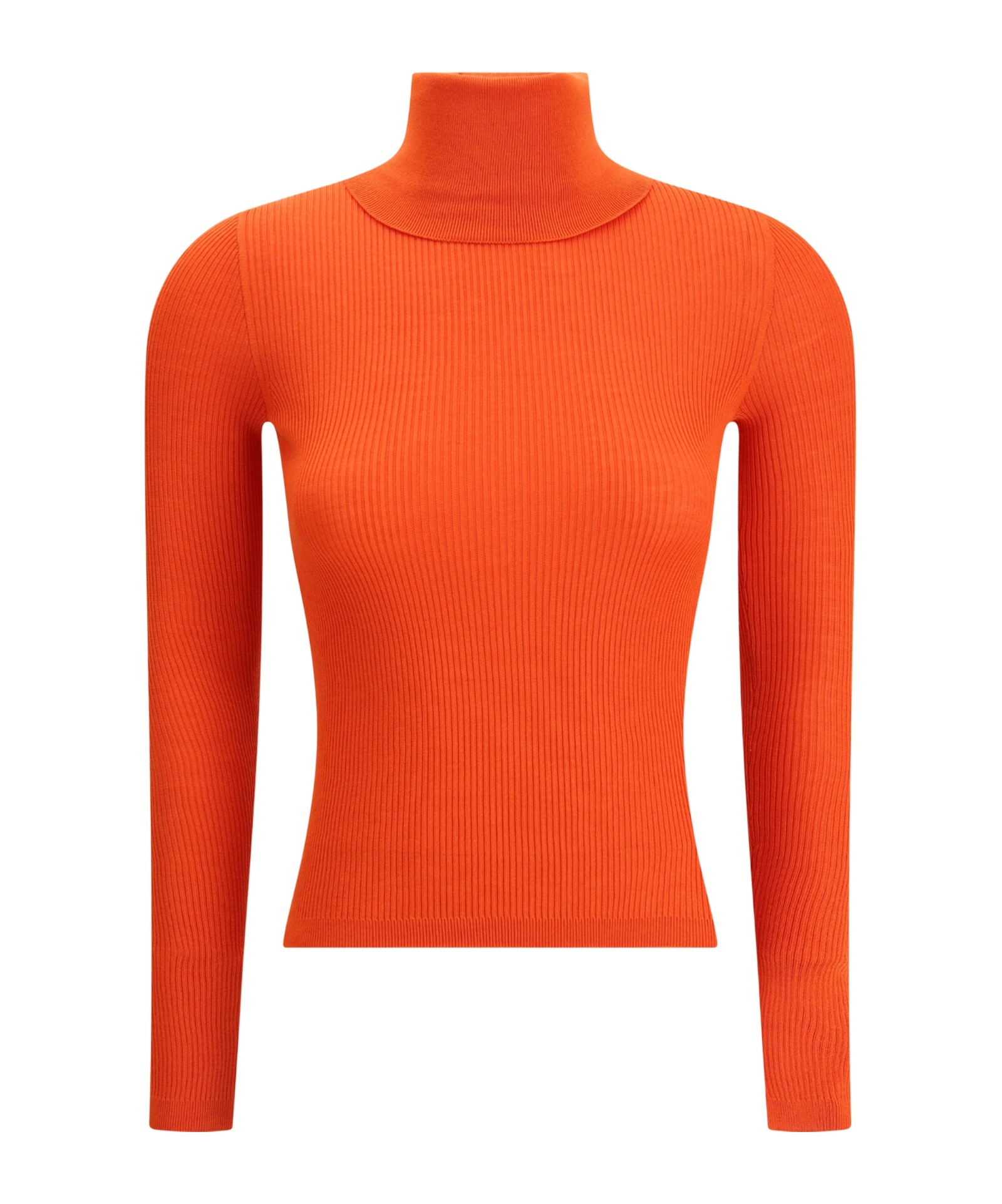 Saint Laurent Ribbed-knit Turtleneck Sweater In Orange