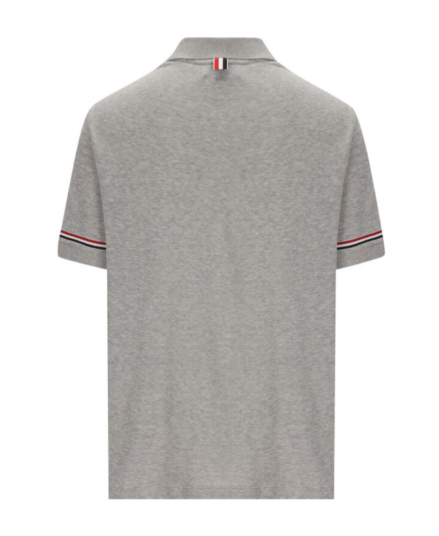 Shop Thom Browne Knitted Cotton Polo Shirt In Gray