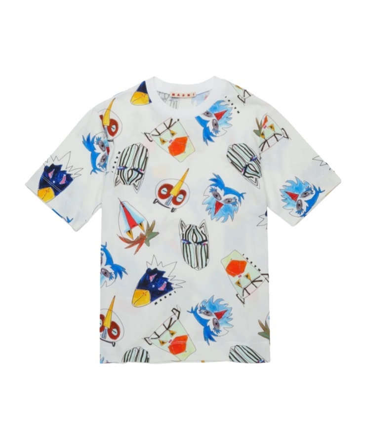 Marni Off-white T-shirt With Soggetti Animali Print In Multi