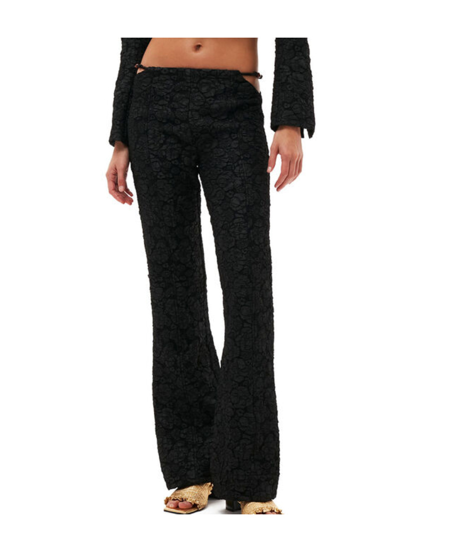 GANNI GANNI JACQUARD FLARED PANTS