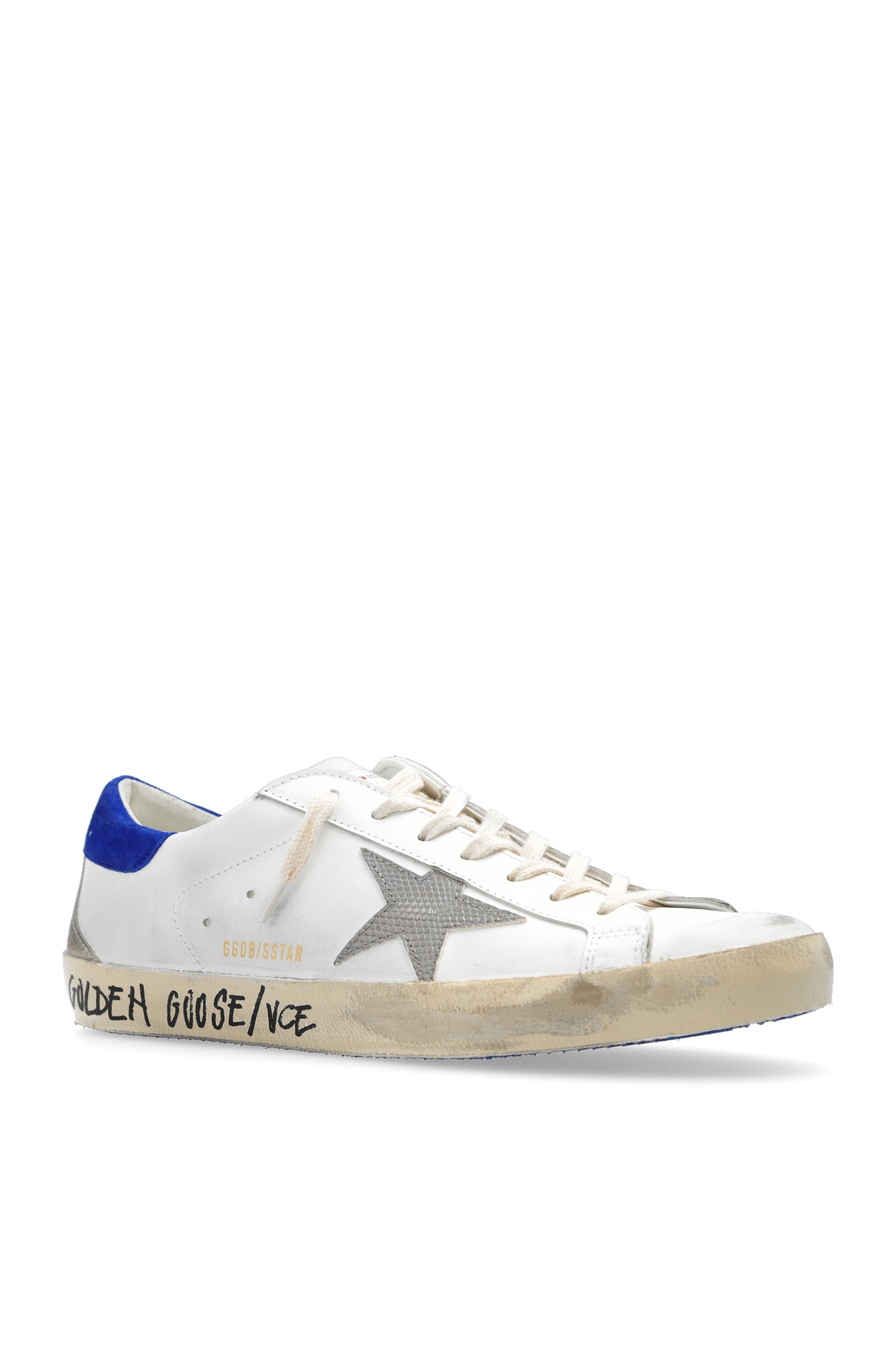 Golden Goose Super-star Distressed Leather Sneakers In White