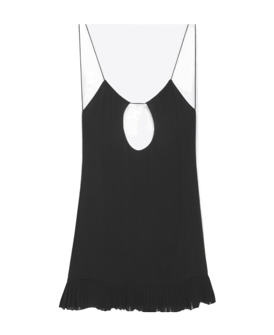 Saint Laurent Cut-out Detail Slip Dress In Black