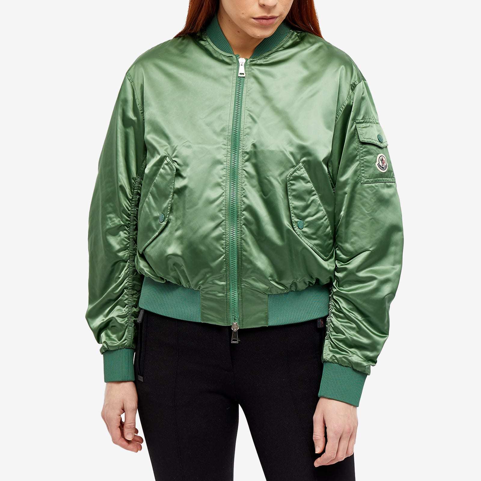 Shop Moncler Logo-appliqué Bomber Jacket In Green