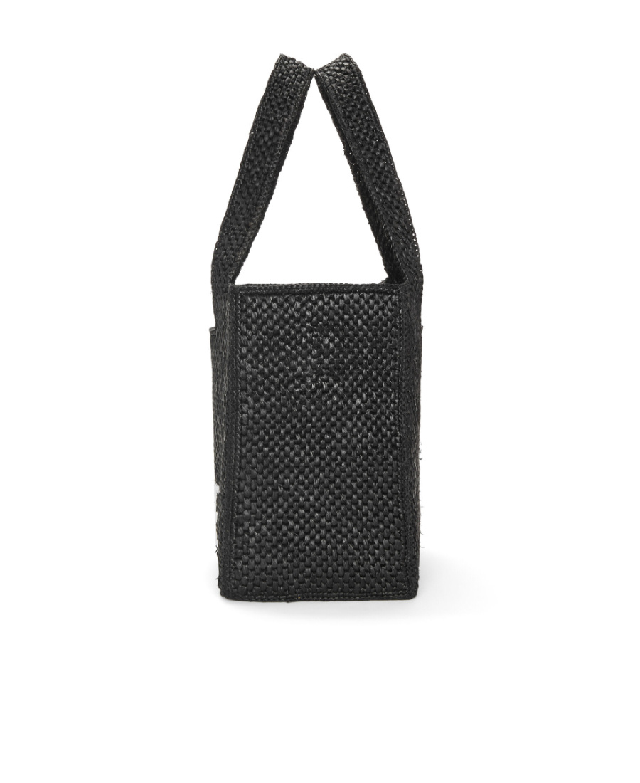 Loewe Logo Medium Tote Bag In Raffia In Black