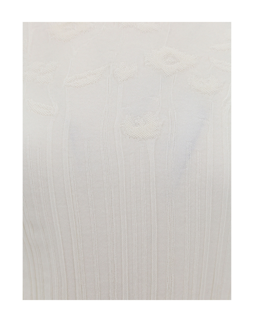 Bottega Veneta Cotton Blend Top With Floral Embroidery In White