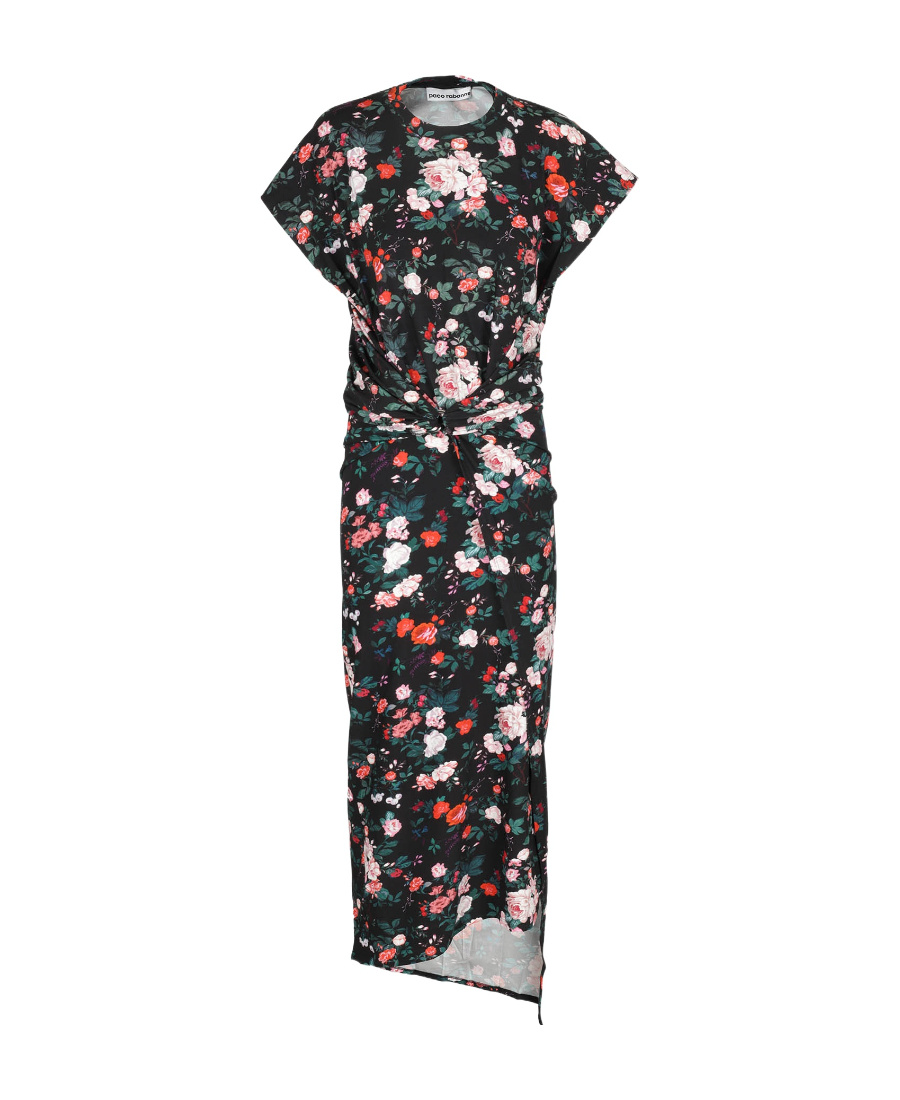 Rabanne Floral-print Maxi Dress In Black