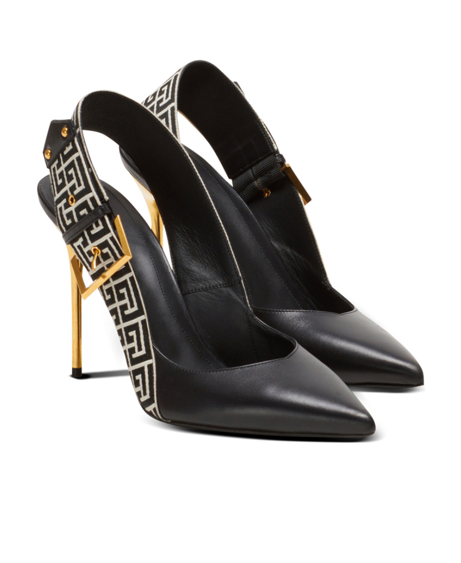 Balmain Ruby Pointed Toe Slingback Pumps In Black