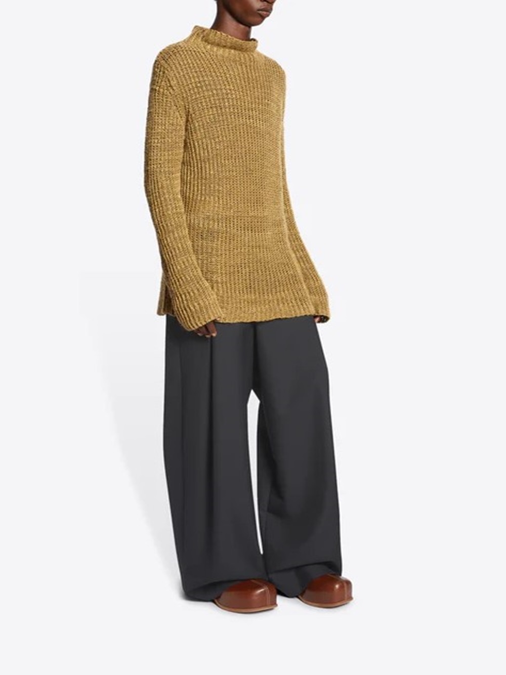 Dries Van Noten High-neck Long-sleeved Sweater In Brown