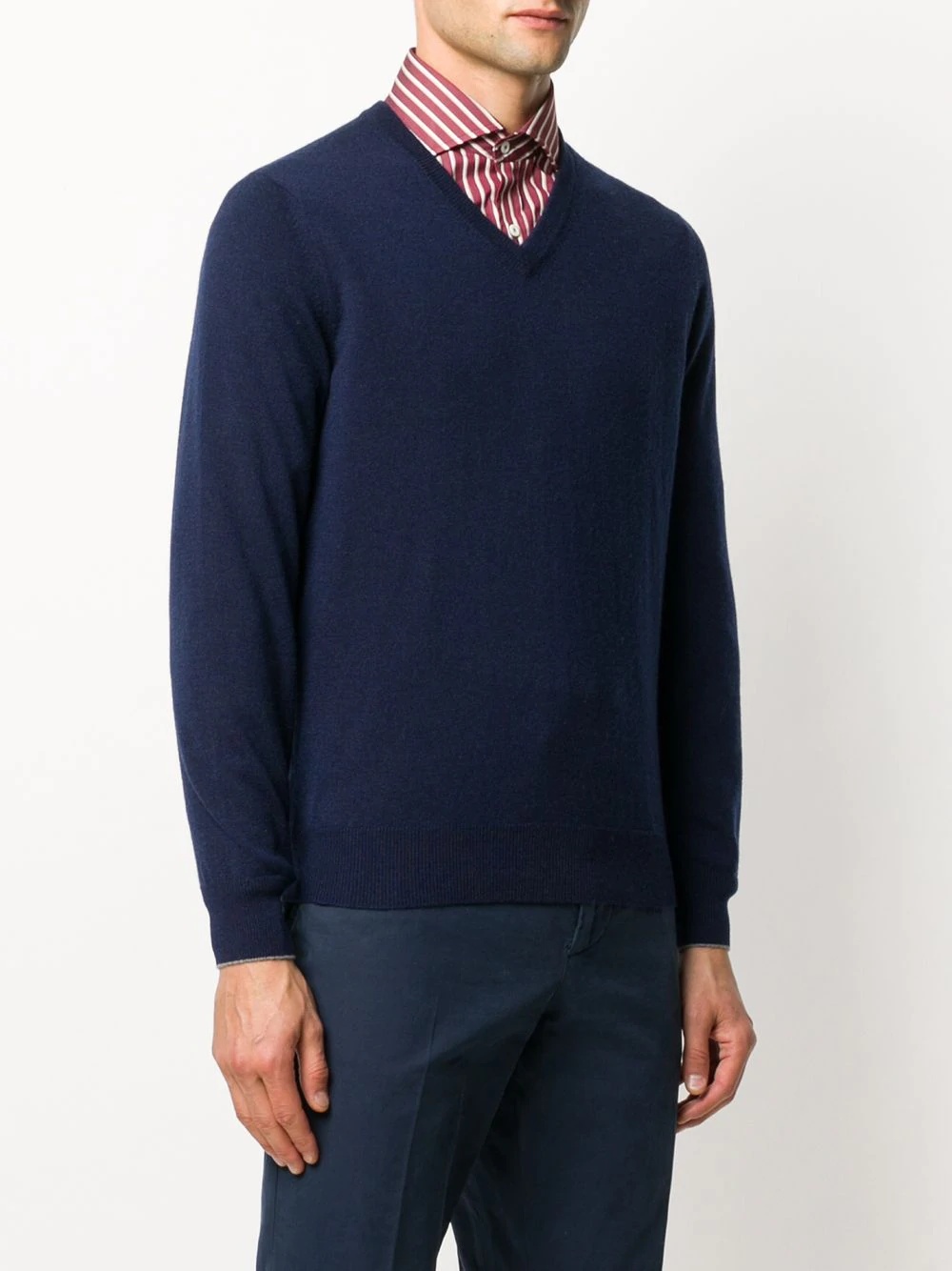 Brunello Cucinelli Men Ultrafine Virgin Wool Sweater In Blue