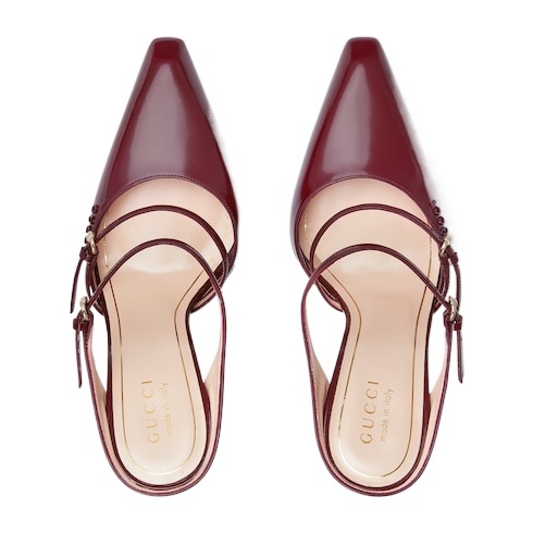 Gucci 110 Leather Wedge Mules In Red
