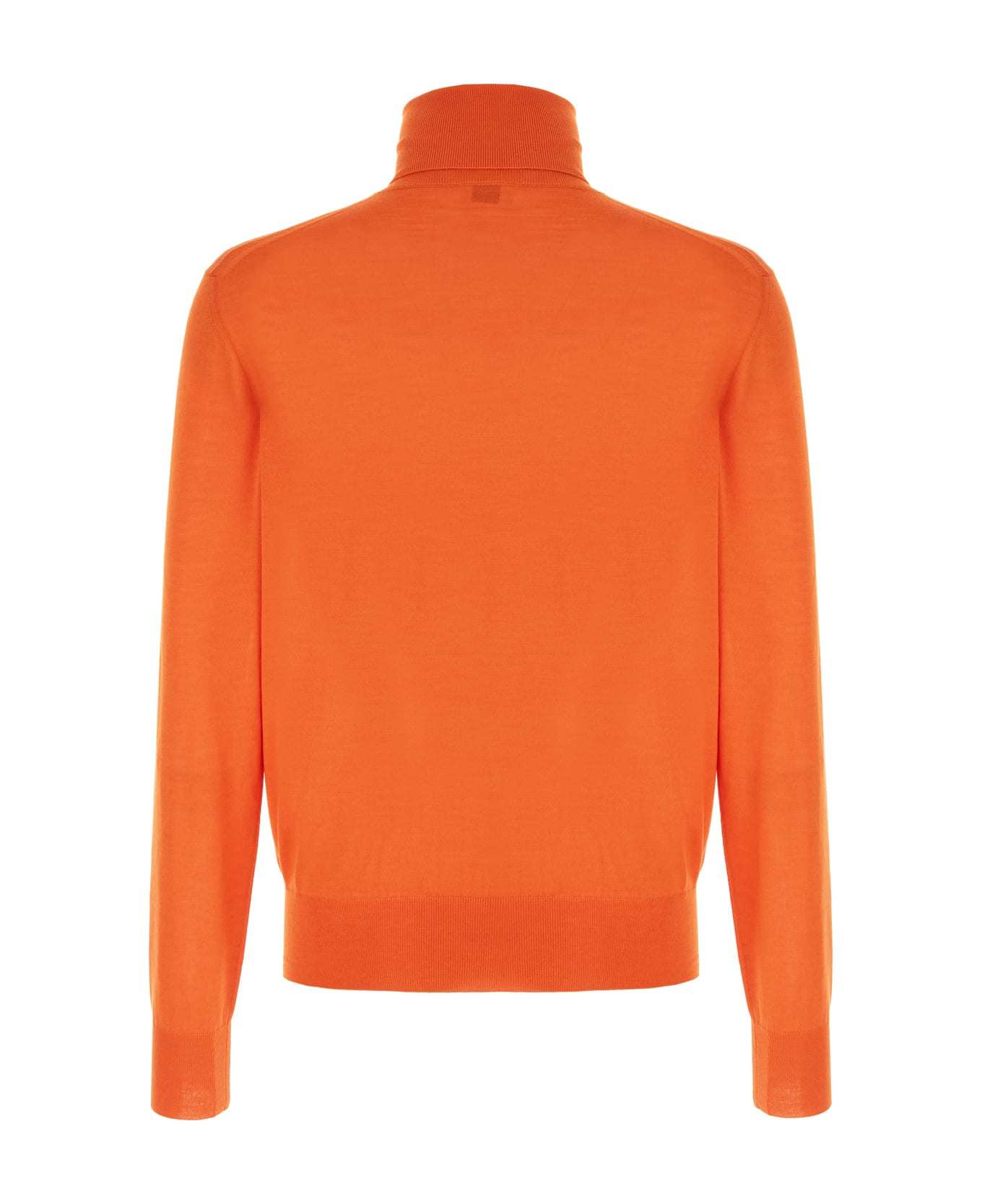 Saint Laurent Turtleneck Long-sleeved Sweater In Orange