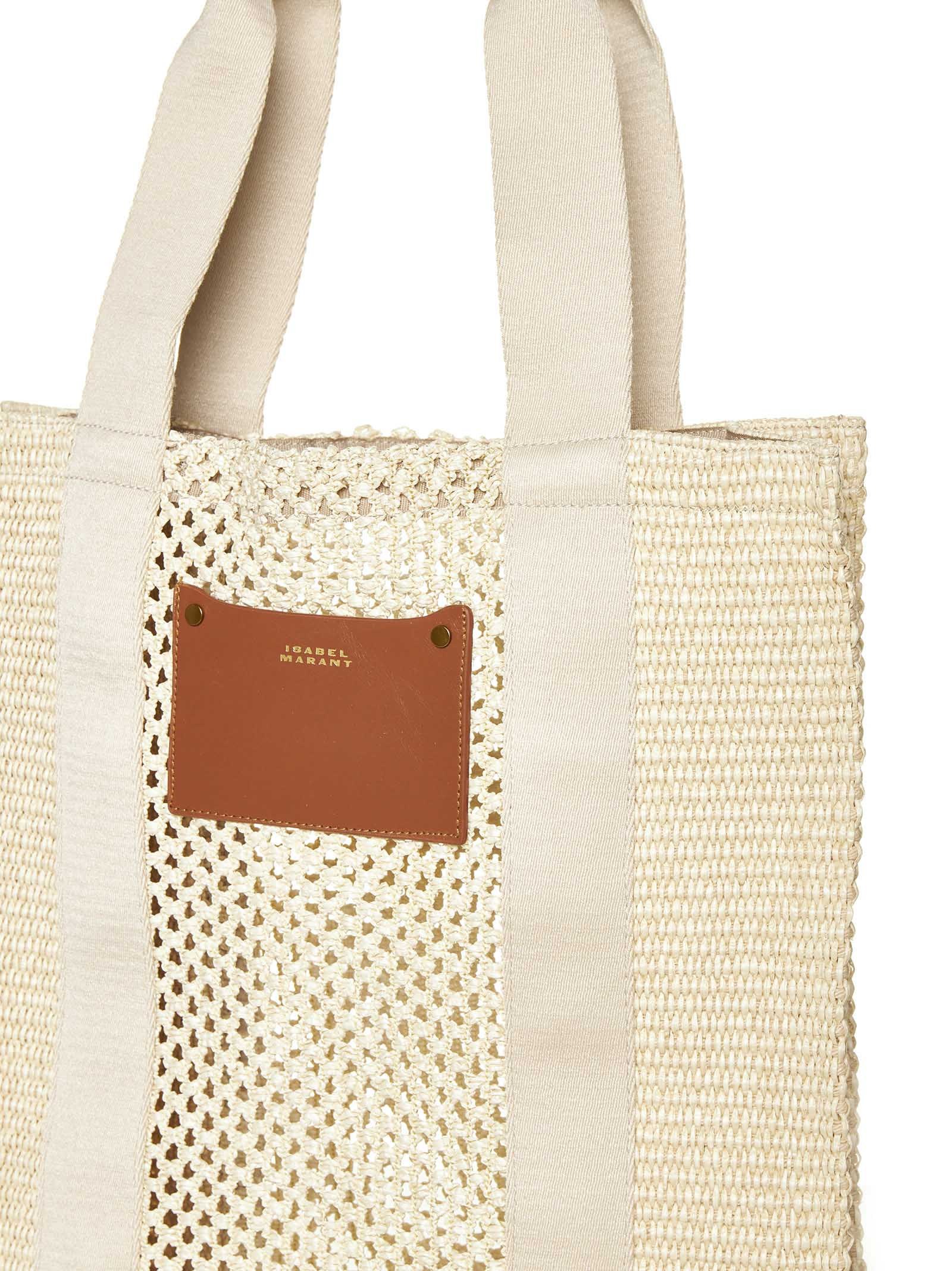 Isabel Marant Aruba Small Beige Raffia Handbag In White
