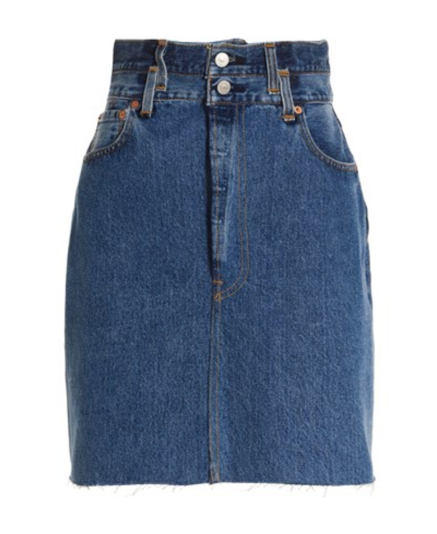 Re/done Double Waisted Pencil Re Done X Levis Skirt In Blue