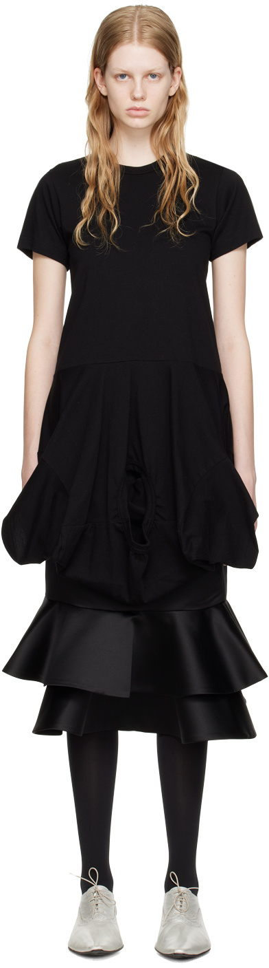 COMME DES GARÇONS OPEN-NECKED BLACK SHIRT