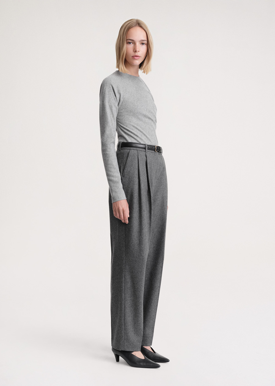 Totême Double-pleated Tailored Trousers In Gray