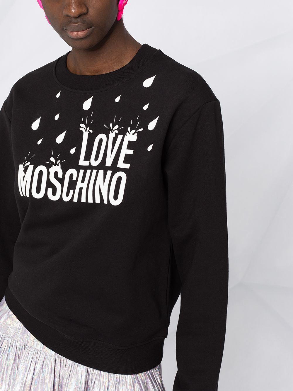 Moschino Logo-print Cotton Sweatshirt In Black