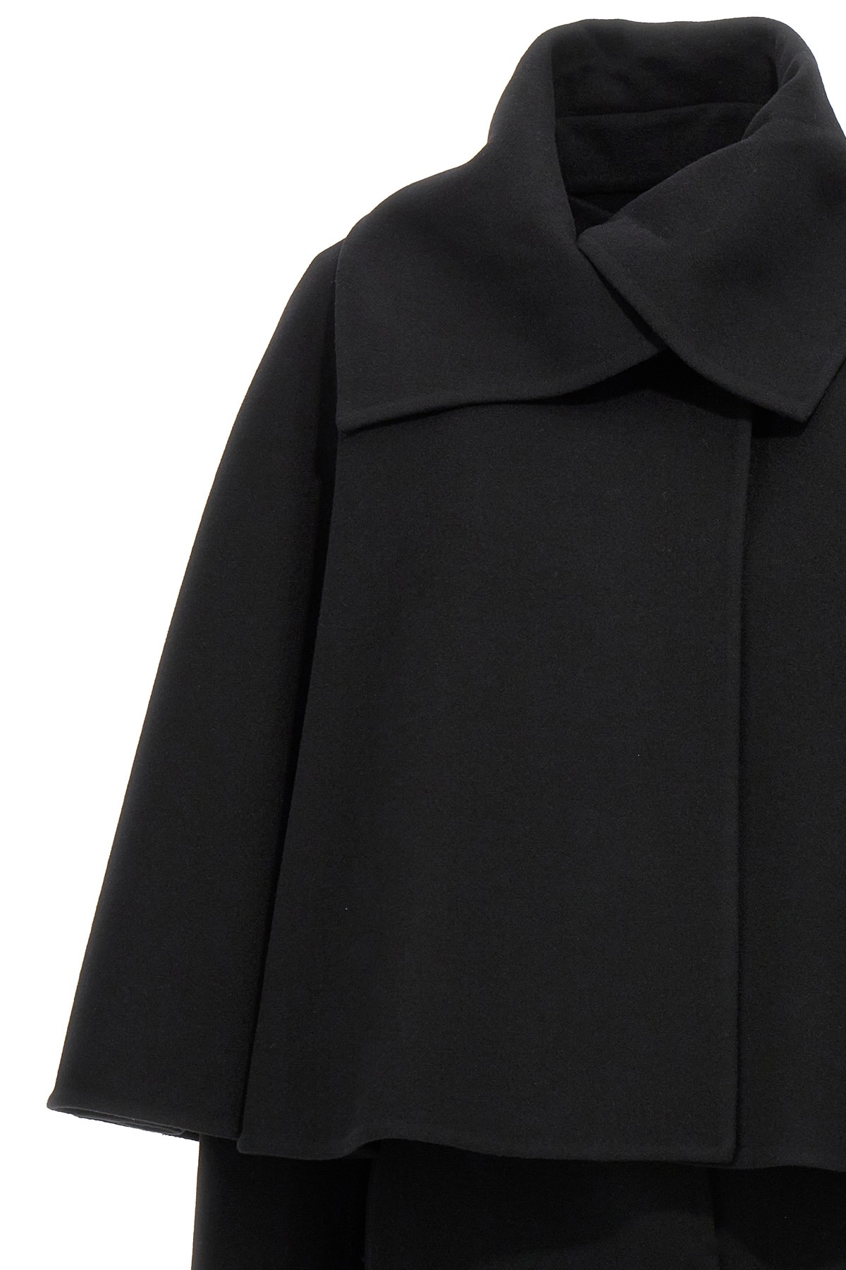 Chloé Cape Overlay Double-face Wool Cashmere Coat In Black