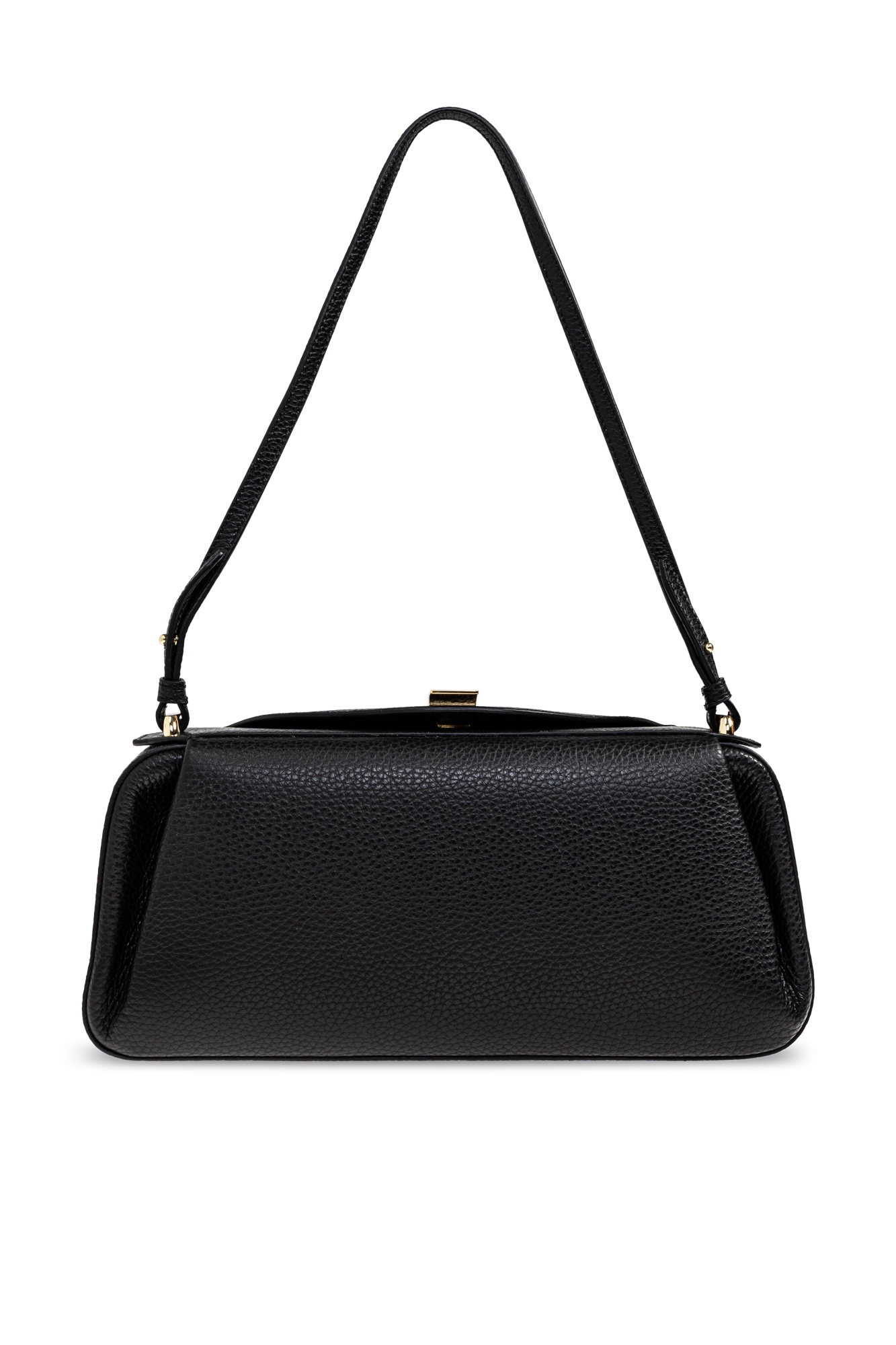 Yuzefi Oyster Pebbled Leather Shoulder Bag In Black