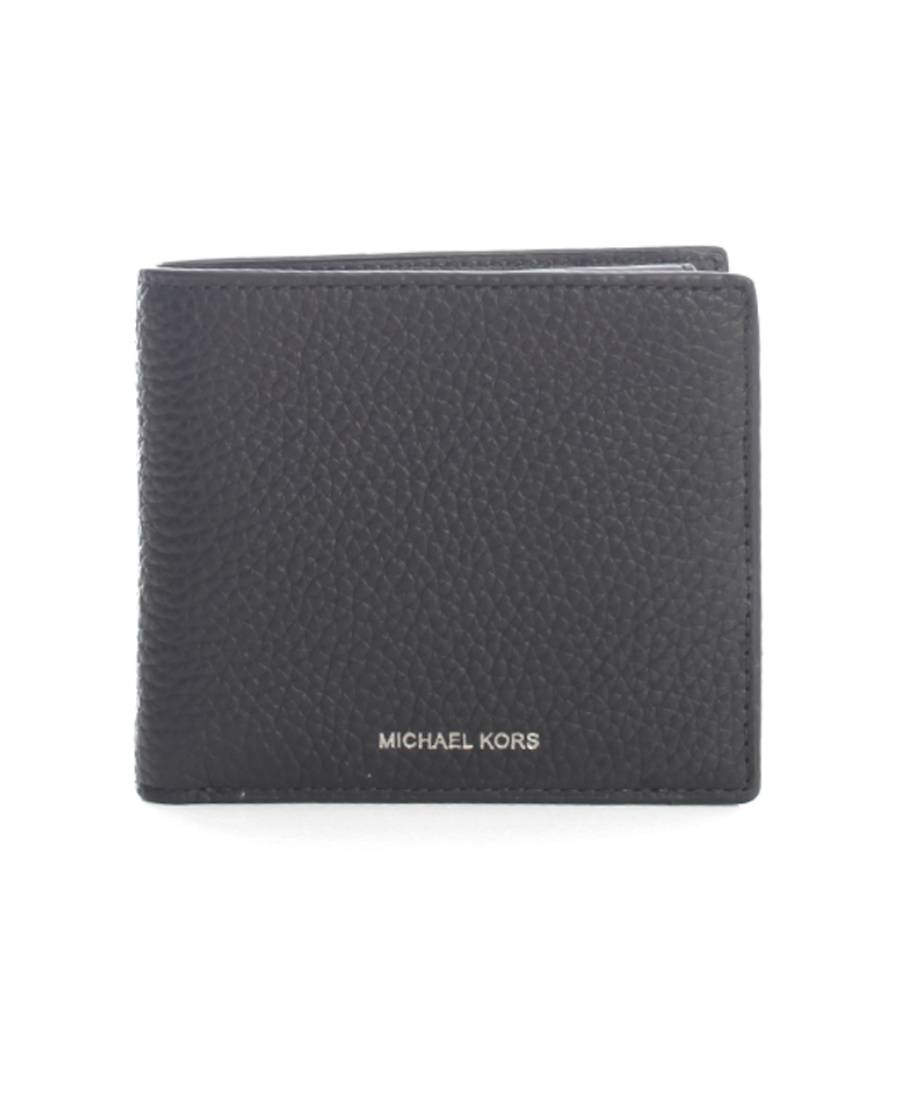 Shop Michael Kors Greyson Pebbled Billfold Wallet In Black