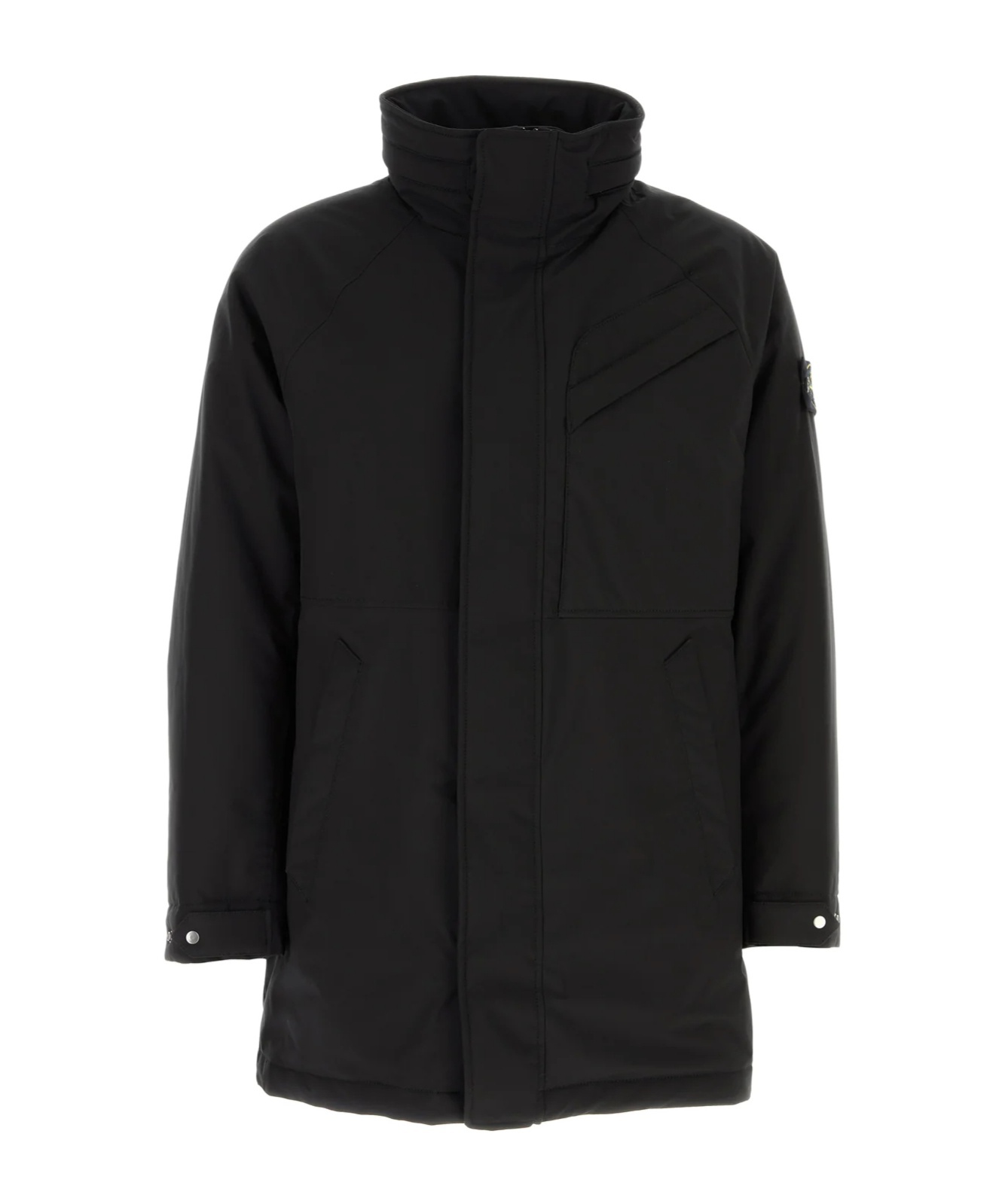 Stone Island Black Stretch Polyester Padded Jacket In Black