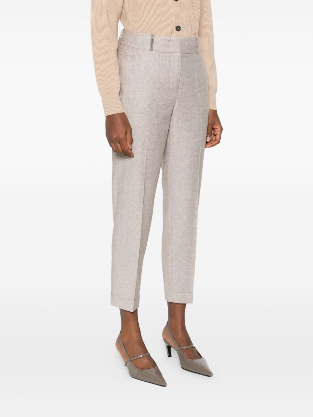 Peserico Tailored Straight-leg Trousers With Textured Finish In Neutral