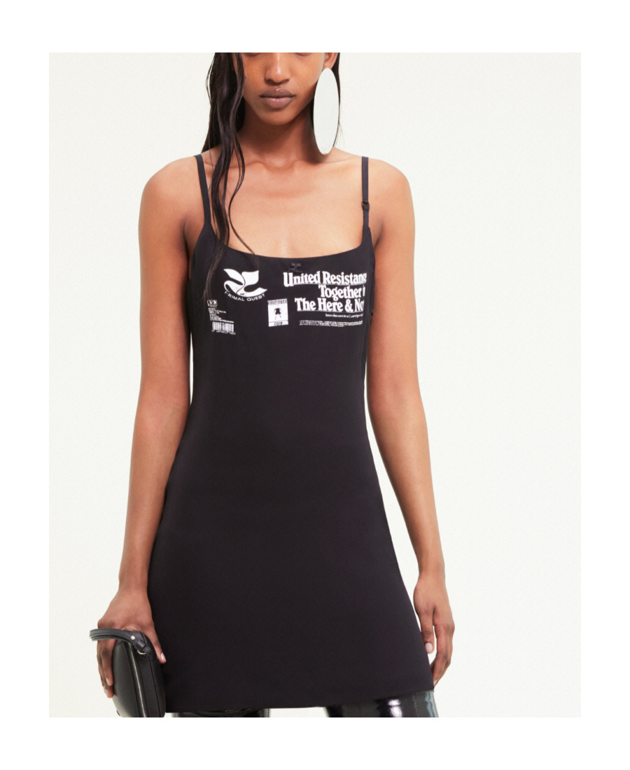 Courrèges Text-print Textured Minidress In Black