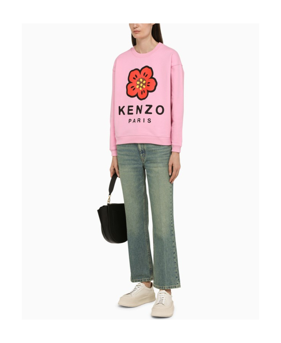 Kenzo Logo-print Round Neck Sweater In Pink