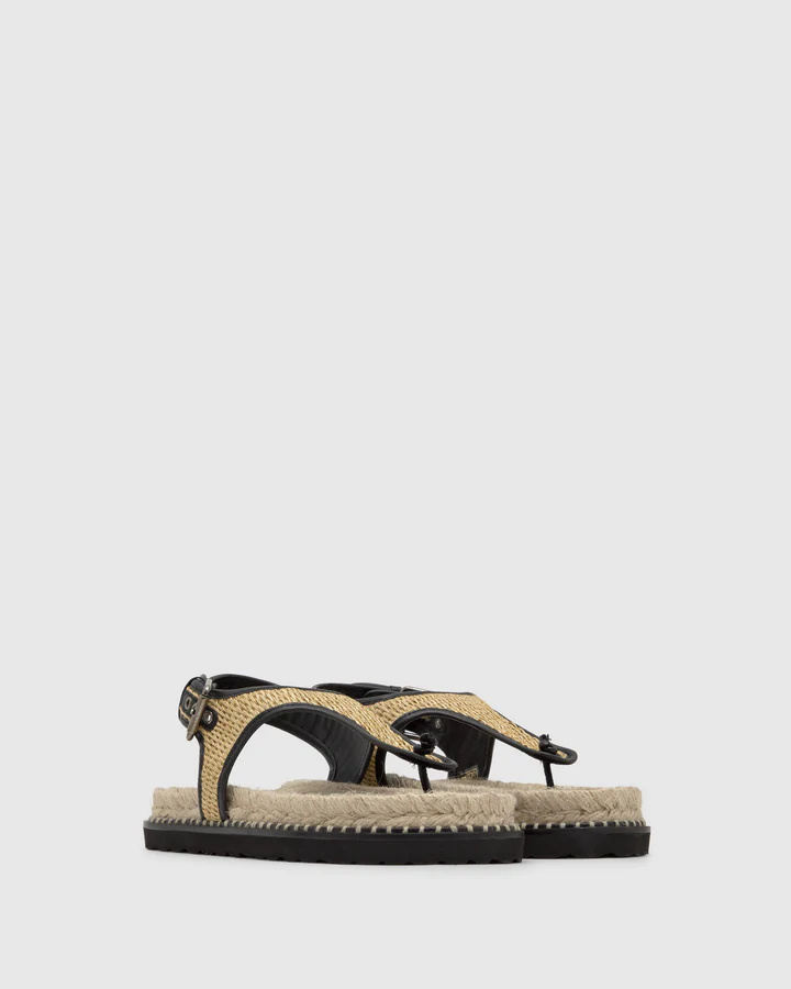 Castaã±er Open Toe Flat Sandals In Black