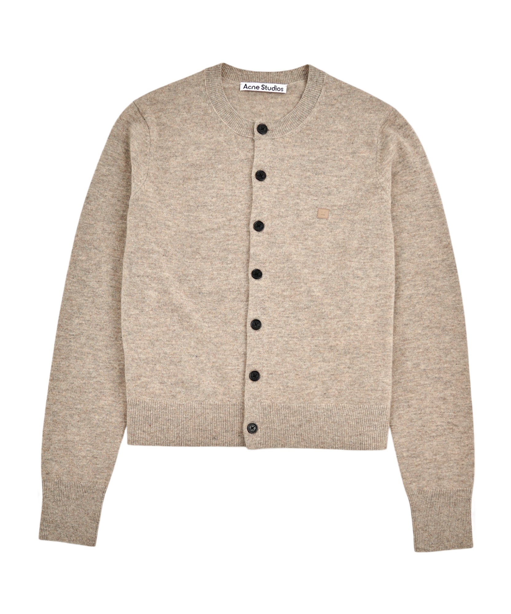 Acne Studios Crew Neck Wool Cardigan Knitwear Grey In Neutral