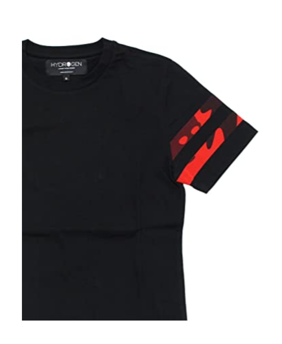 Hydrogen T-shirt With Round Neck And Short Sleeves In Black
