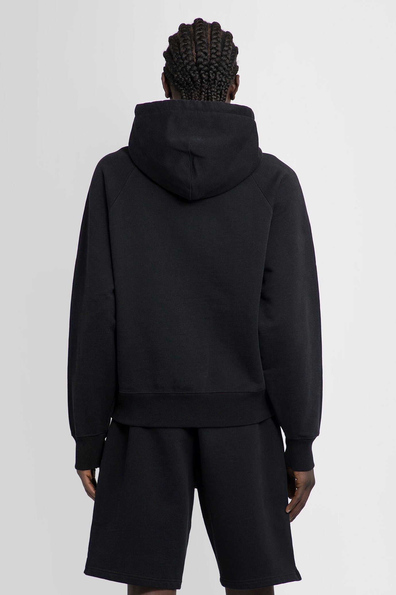 Ami Alexandre Mattiussi Ami Black Cotton Hoodie With Embroidered Logo And Functional Pockets In Black