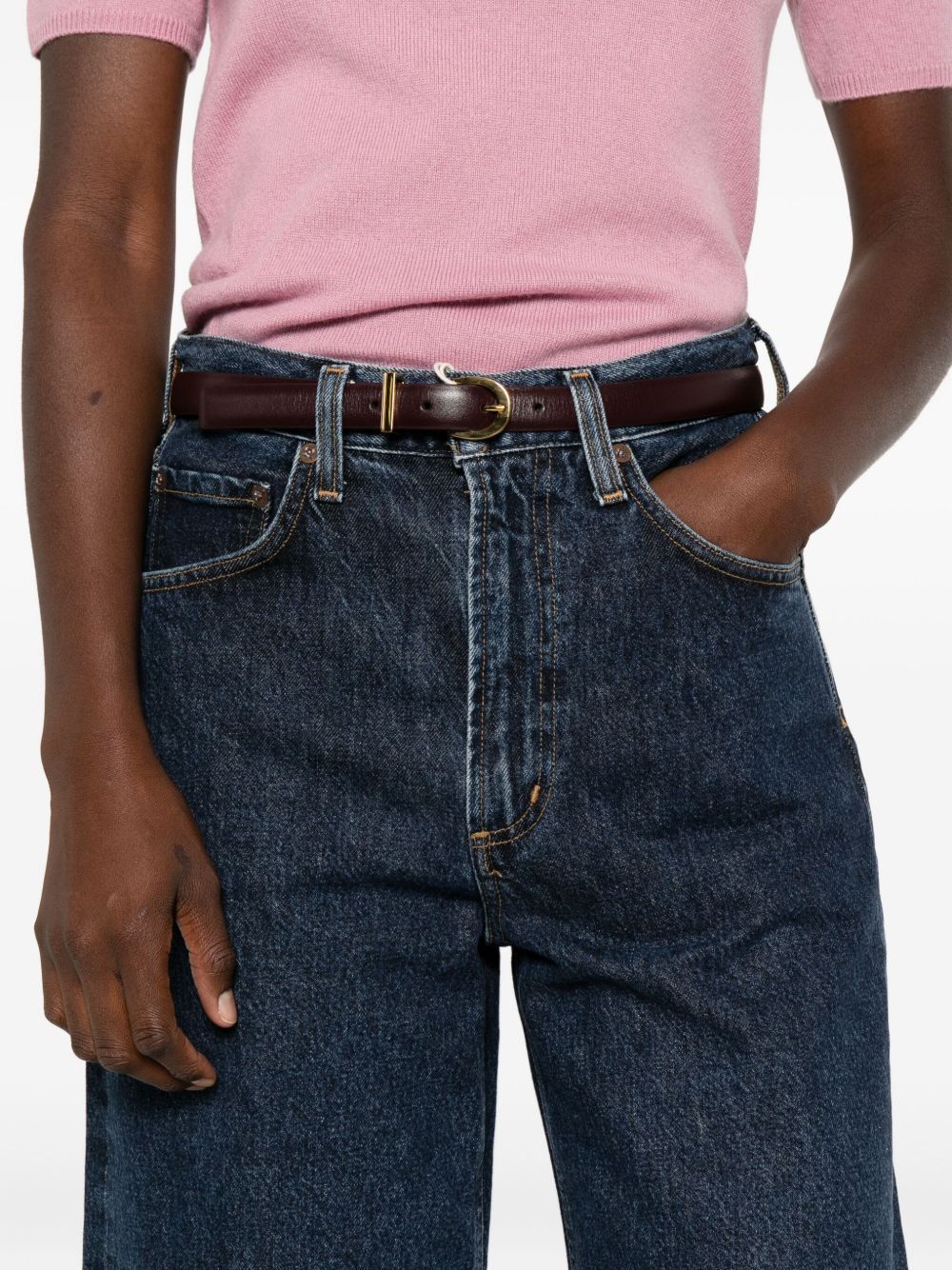 Agolde Denim Trousers With Belt Loops In Blue