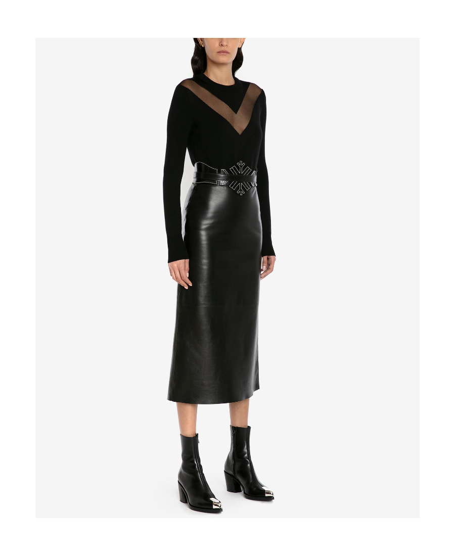 Alexander Mcqueen Translucent Ribbed-knit Crew-neck Jumper In Black