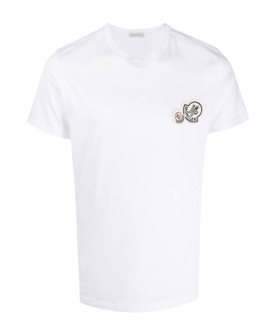 Moncler Double Logo Patch Cotton T-shirt In White