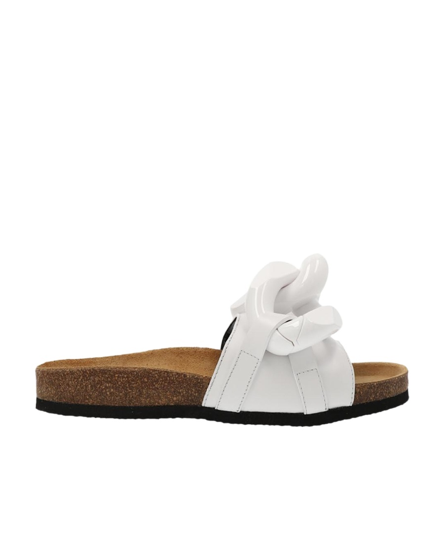 Jw Anderson J. W.anderson Solid Color Leather Sandals With Maxi Chain In White