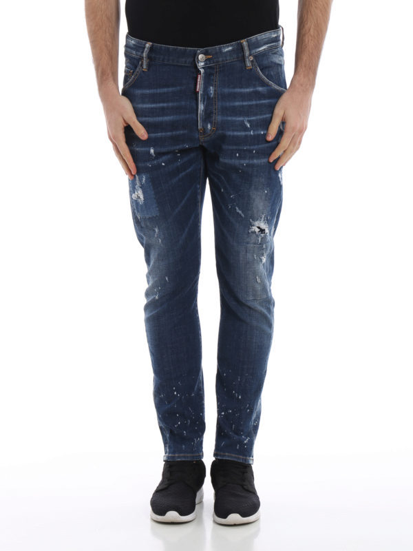 Dsquared2 Logo Details Jeans In Blue