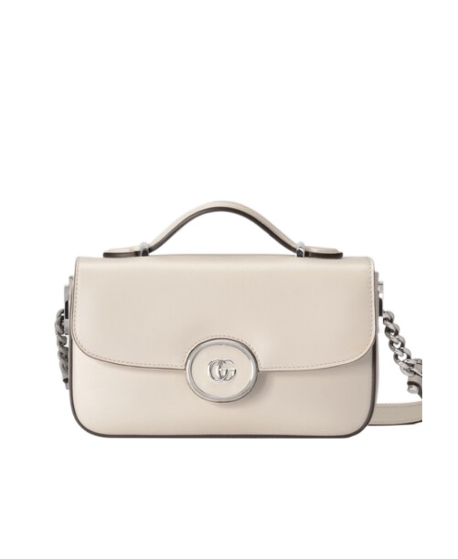 Gucci Foldover-top Leather Shoulder Bag In White