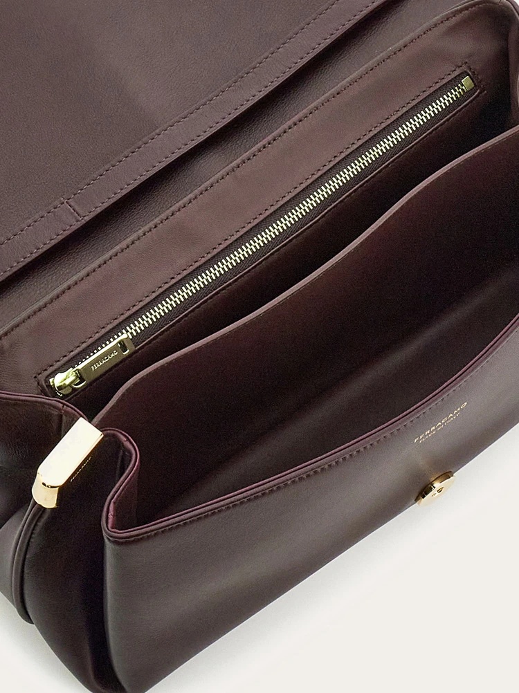 Shop Ferragamo Salvatore Foldover Top Medium Shoulder Bag In Black