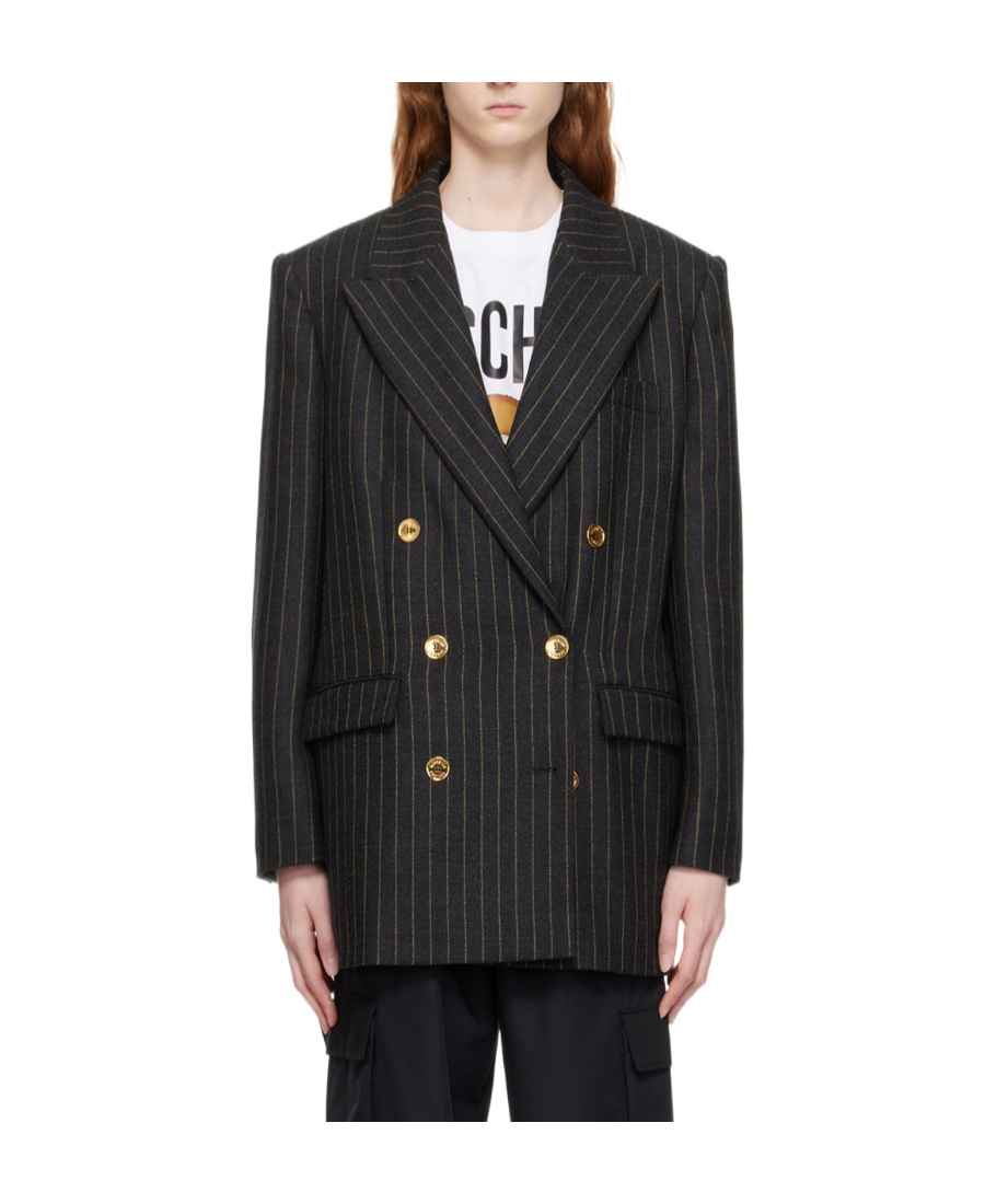Moschino Double-breasted Blazer In Black